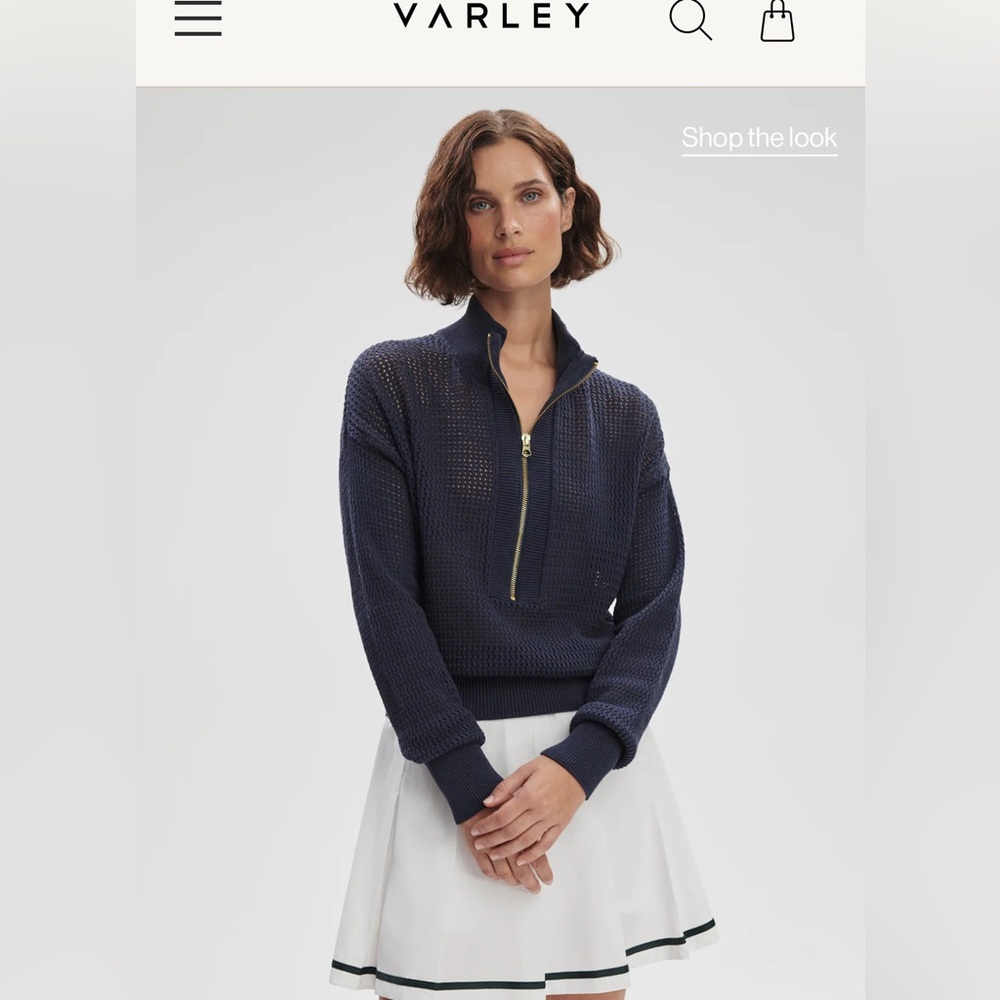 Varley Aurora Deep Blue Knit Half-Zip Sweater